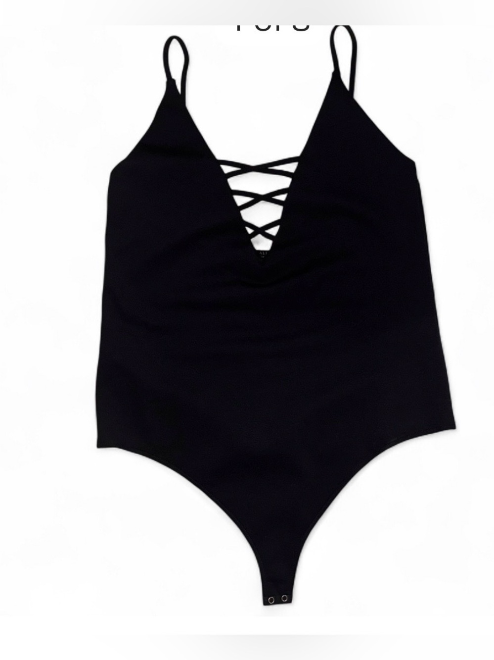 All Saints Black Crisscross Plunge Bodysuit